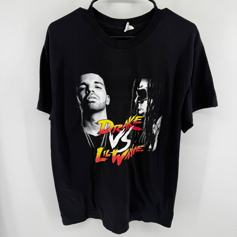 Drake‎ vs Lil Wayne 2014 Tour T-Shirt Mens Black Alstyle Rap Tee Concert Graphic